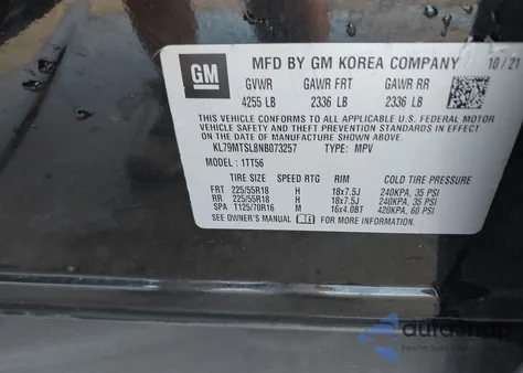 2022 Chevrolet Trailblazer Fwd Rs z USA, uszkodzony, nr VIN KL79MTSL8NB073257